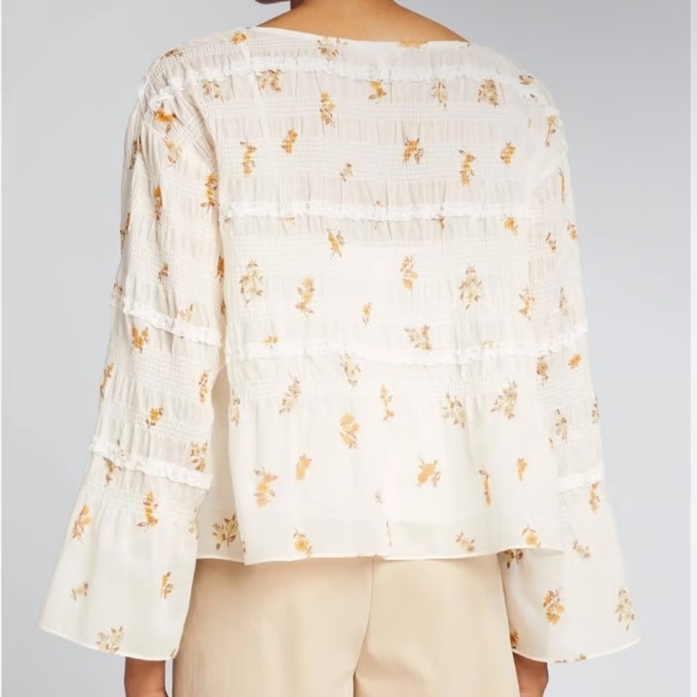 Rebecca Taylor Cream Floral Blouse size small - Picture 3 of 7